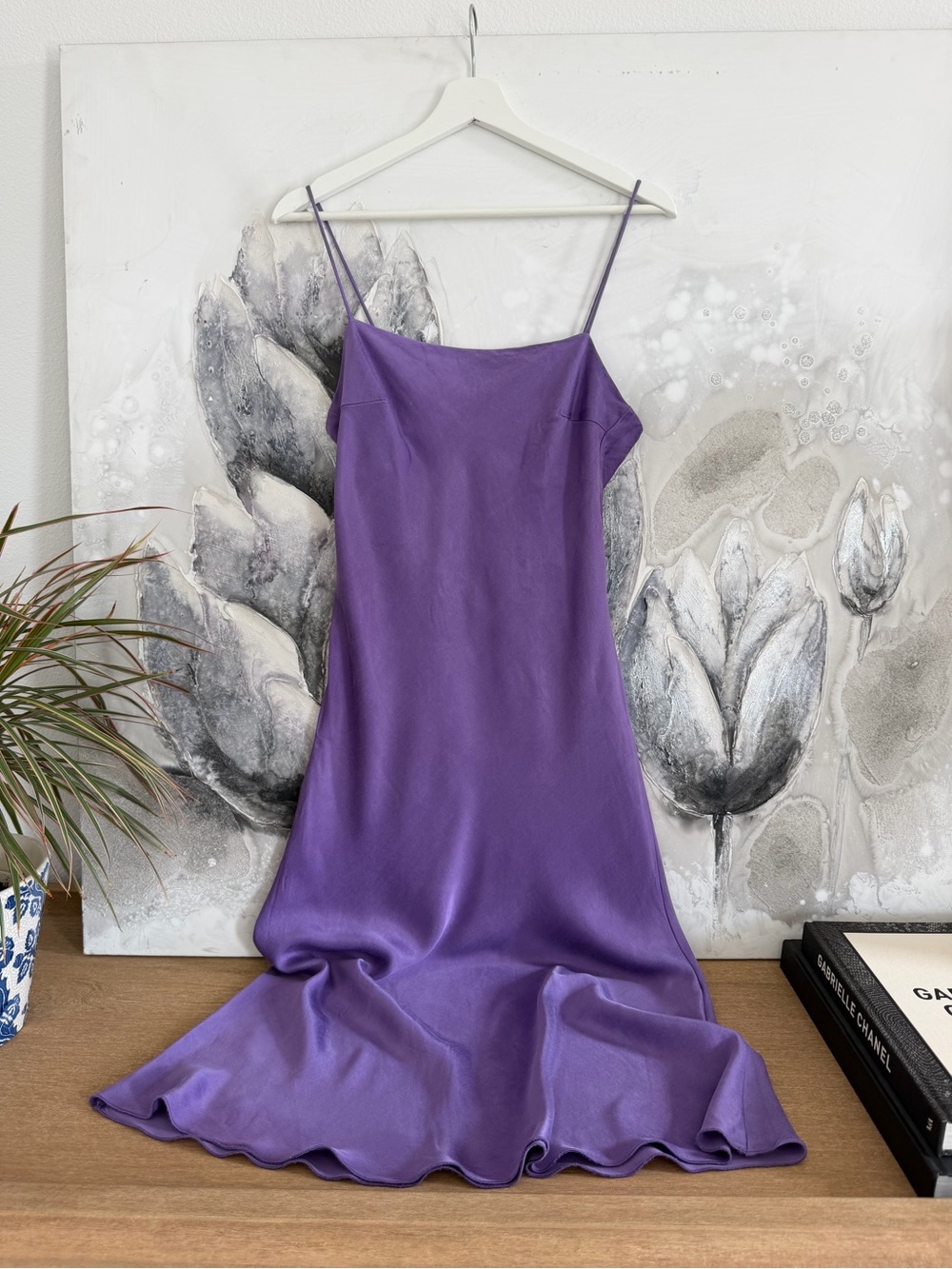 Djerf Avenue Violet Satin Slip Midi Dress